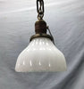 Victorian Hanging Ceiling Light Fixture 5" Scalloped Milk Glass Shade 1971-24B