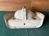 Vintage 27x15 Cast Iron White Porcelain High Back Half Round Wall Sink 34-25E