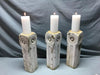 Set Three 16" Tall Wood Shabby Bullseye Chunky Candle Holders VTG 1809-24B