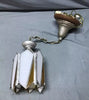 VTG Art Deco Leaded Amber & White Stained Glass Ceiling Light Fixture Old 10-25B