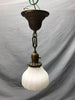 Victorian Hanging Ceiling Light Fixture 5" Scalloped Milk Glass Shade 1970-24B