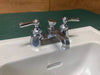 Vintage Deco 20x18 Mid Century White Wall Sink Chrome legs Old Standard 408-24E