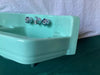 Vtg Mid Century 24" Jadeite Ming Green Corner Wall Sink Standard Bath 371-24E