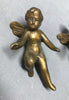 Vintage Pair Metal 4" Angels Figures Brass Love Cupids Old 1734-24B