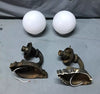 Antique VTG Pair Cast Iron Exterior Wall Sconces White Glass Globes Light Old 2-25B