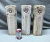 Set Three 16" Tall Wood Shabby Bullseye Chunky Candle Holders VTG 1809-24B