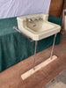 Vintage Buttercream Yellow Bath Wall Sink Chrome legs Towel Bars Standard 10-25E