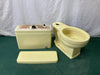 Vtg Mid Century Citrus Yellow Porcelain Toilet Crane Drexel Round Bowl 437-22E