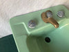 Vtg Mid Century Ceramic 20x19 Pale Jade Green Crane Drop In Bath Sink Old 16-25E