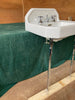 Vtg Mid Century 21x19 White Porcelain Bath Wall Sink Brass Legs High Back 85-24E