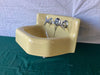 Vtg 11x11 Cast Iron Harvest Gold Yellow Porcelain Bath Corner Sink Kohler 91-24E