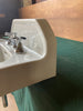 Vtg Mid Century 21x19 White Porcelain Bath Wall Sink Brass Legs High Back 85-24E