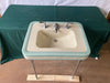Antique India Ivory Pale Jade Porcelain Console Sink Chrome Brass legs 96-24E