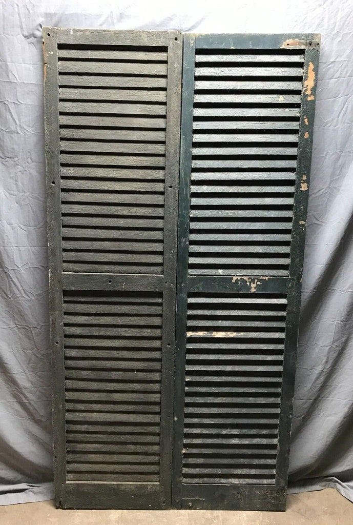Antique Pair 18x70 Louvered Window Door Shutters Shabby Vintage Old 1428-22B