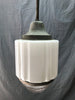 VTG 9" Textured Milk Glass Holophane Hanging Ceiling Light on Pole Old 1432-22B
