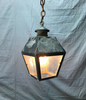 VTG Old Mid Century Copper Porch Glass Ceiling Light Fixture Black 1551-22B