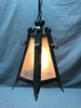 VTG Mid Century Metal Exterior Glass Ceiling Light Fixture Old Black 1537-22B